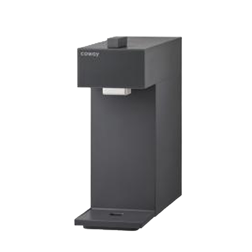 Black Coway P-2201N water purifier with a modern, boxy design and a drip tray.