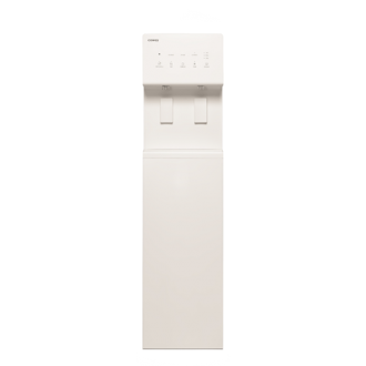 Coway CHP-5722L water purifier with two faucets and control panel on top.