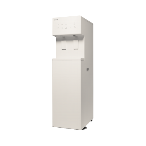 Coway CHP-5722L water purifier with two spouts and control panel on top.