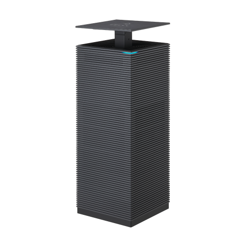 Coway AP-2021A air purifier with horizontal ridges and a flat top cover.