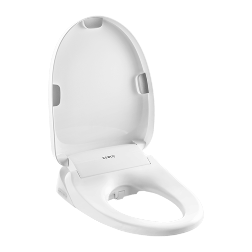Coway BA-42A bidet toilet seat with open lid.