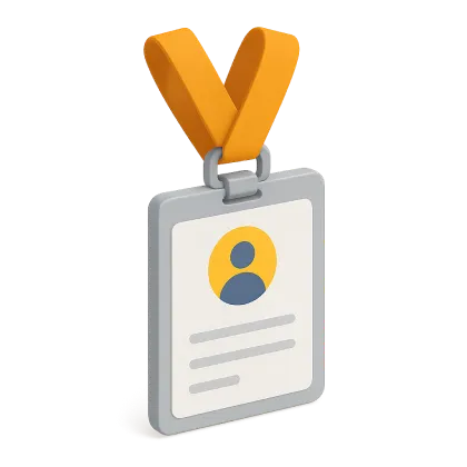 3D illustration of an identification card with a yellow lanyard