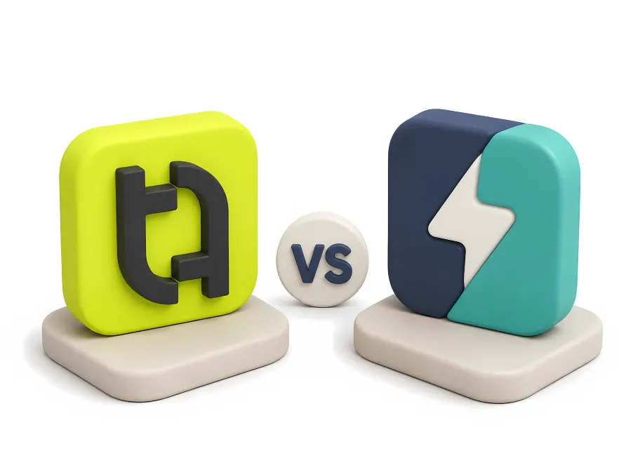 Comparison of two logos representing different brands.