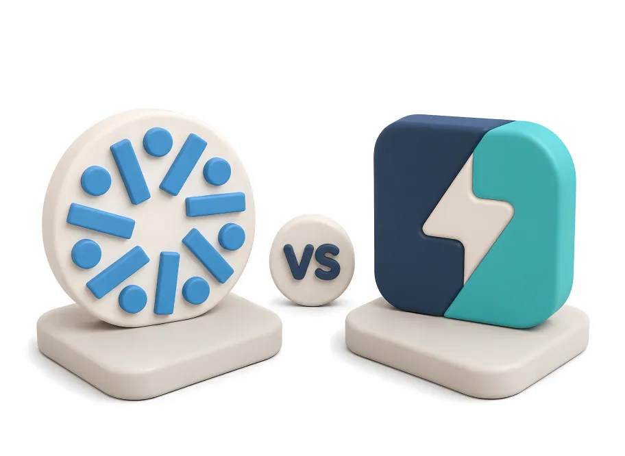 A 3D illustration comparing two design elements with a 'vs' symbol.