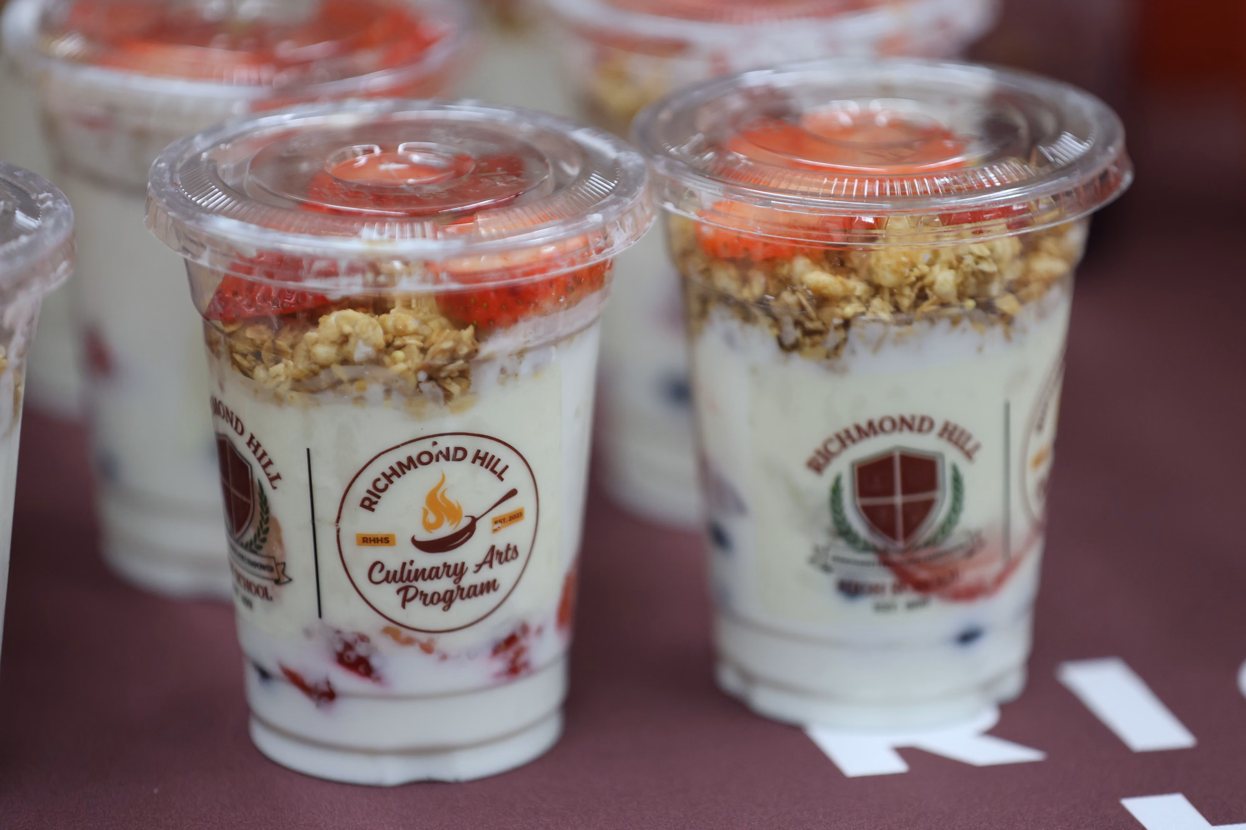 Richmond Hill Culinary Arts Program yogurt parfait cups with strawberries and granola