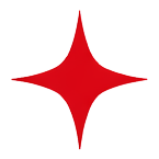 Red four-pointed star-shaped sparkle icon.