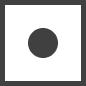 Dark gray circle centered within a light square frame on a black background.