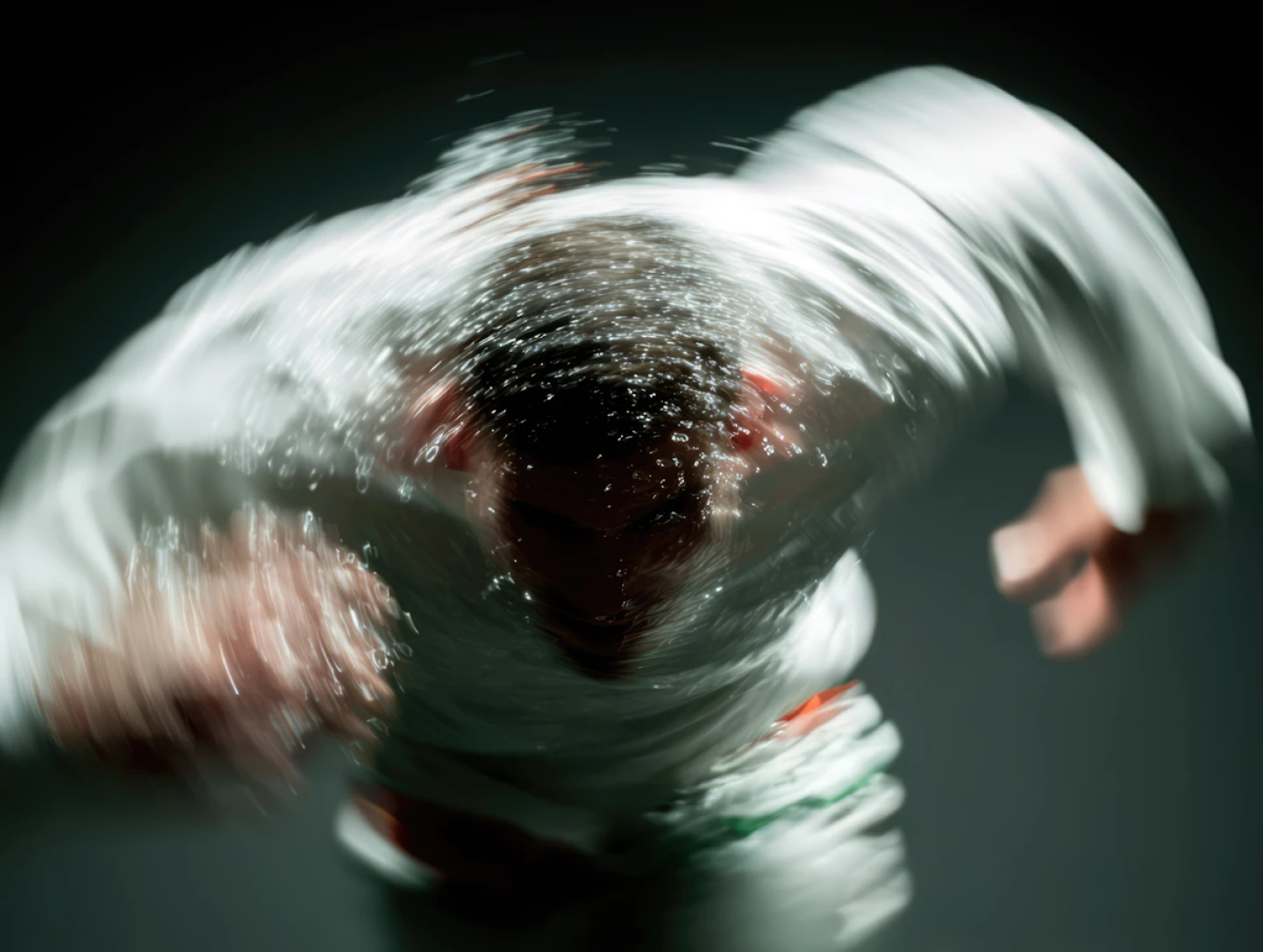 Dynamic motion portrait with blurred movement.