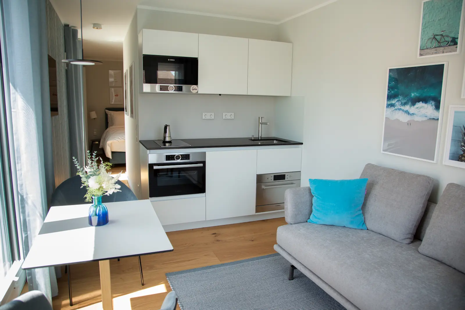 Wohnküche der Superior Suite im zweiten Obergeschoss, 21rooms Ingolstadt