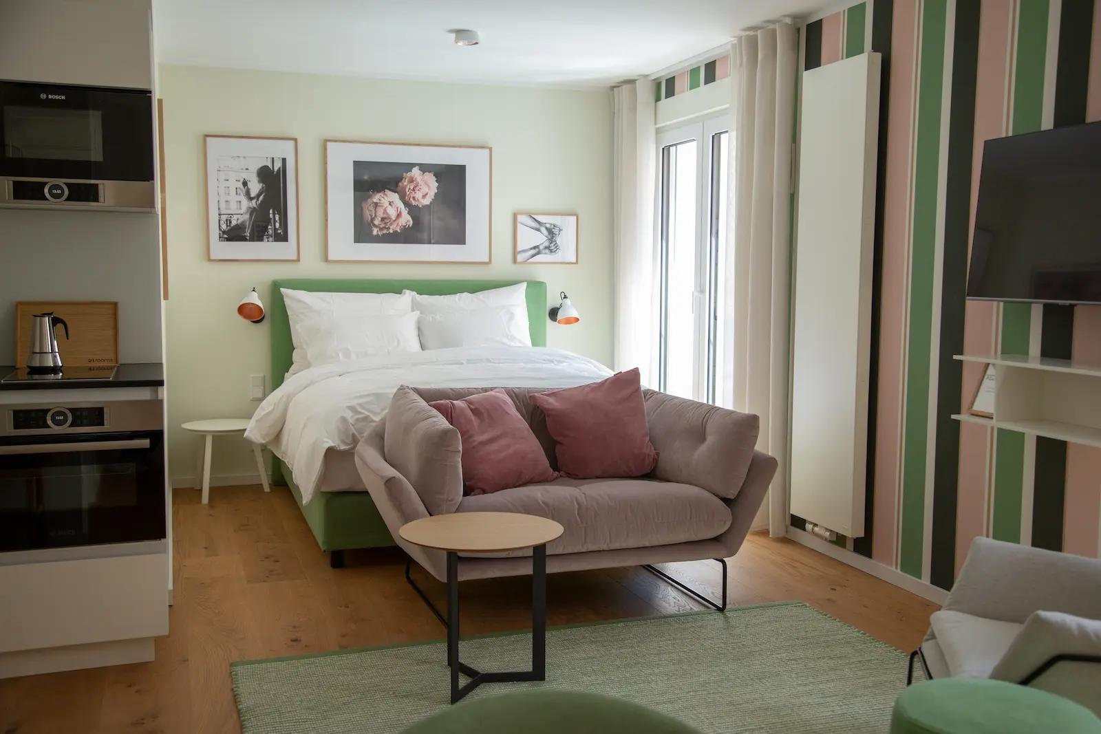 Schlafbereich des Superior Studios im dritten Obergeschoss, 21rooms Ingolstadt