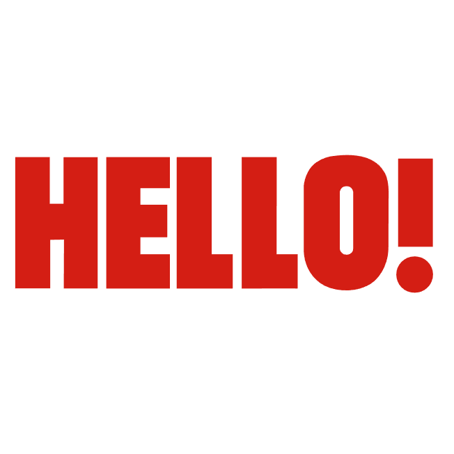 The word HELLO! in bold red uppercase letters on a transparent background.
