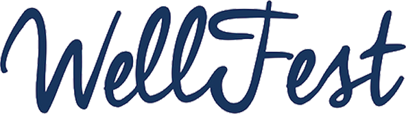 Stylized text reading 'WellFest' in dark blue cursive font.