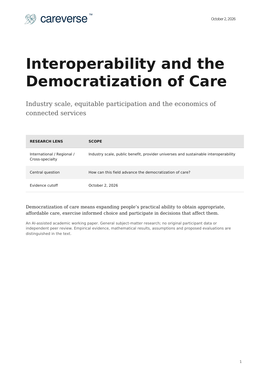 Interoperability and the Democratization of Care — paper cover