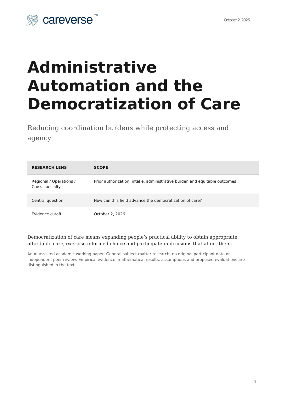 Administrative Automation and the Democratization of Care — paper cover