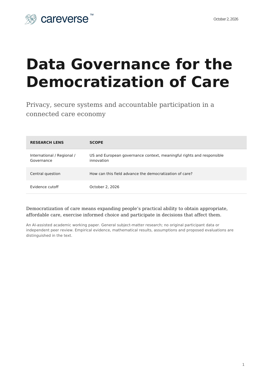 Data Governance for the Democratization of Care — paper cover