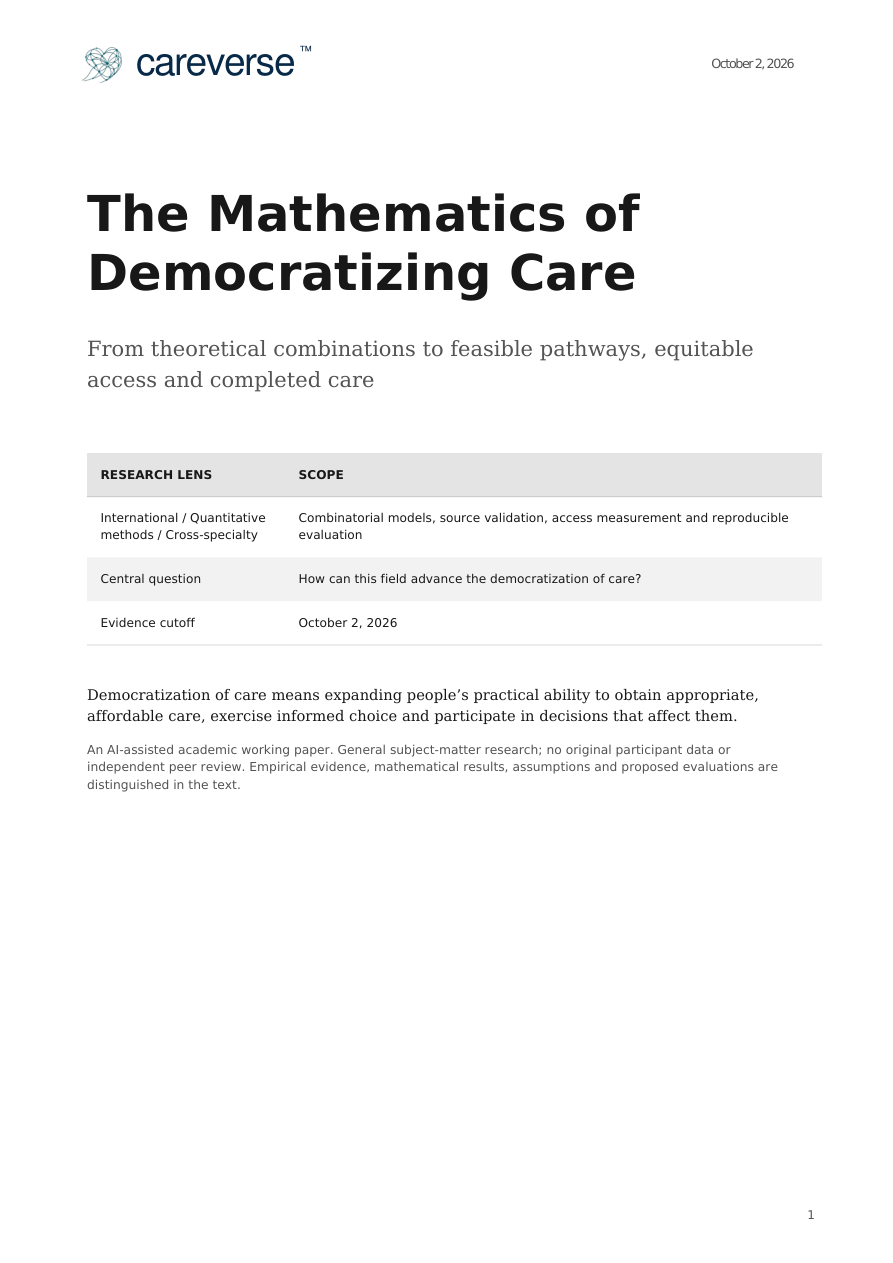 The Mathematics of Democratizing Care — paper cover