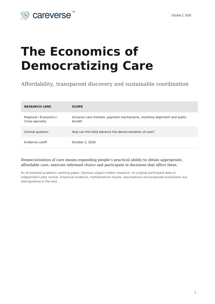 The Economics of Democratizing Care — paper cover