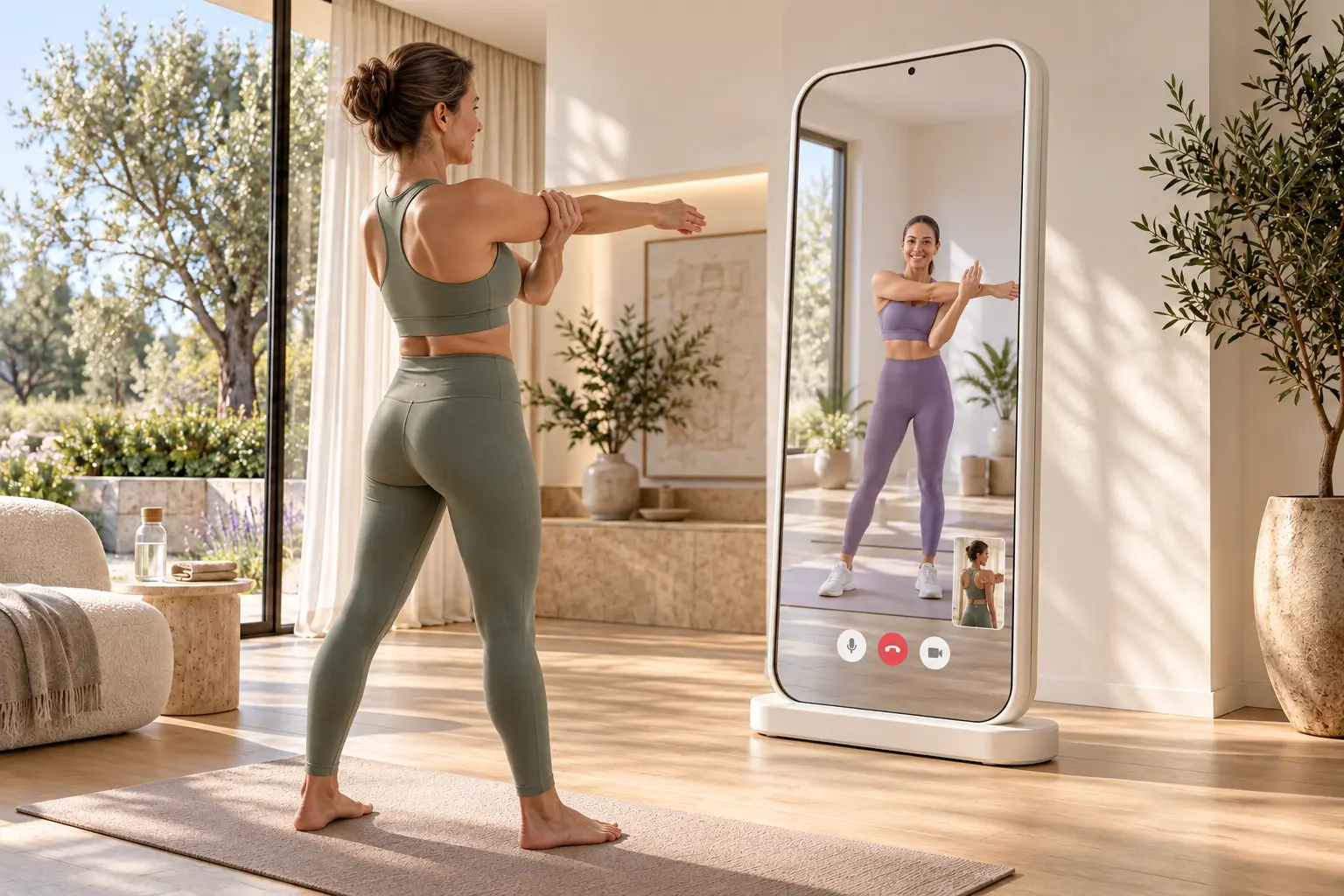 Lidia Mirror concept in use during a live one-to-one personal training session