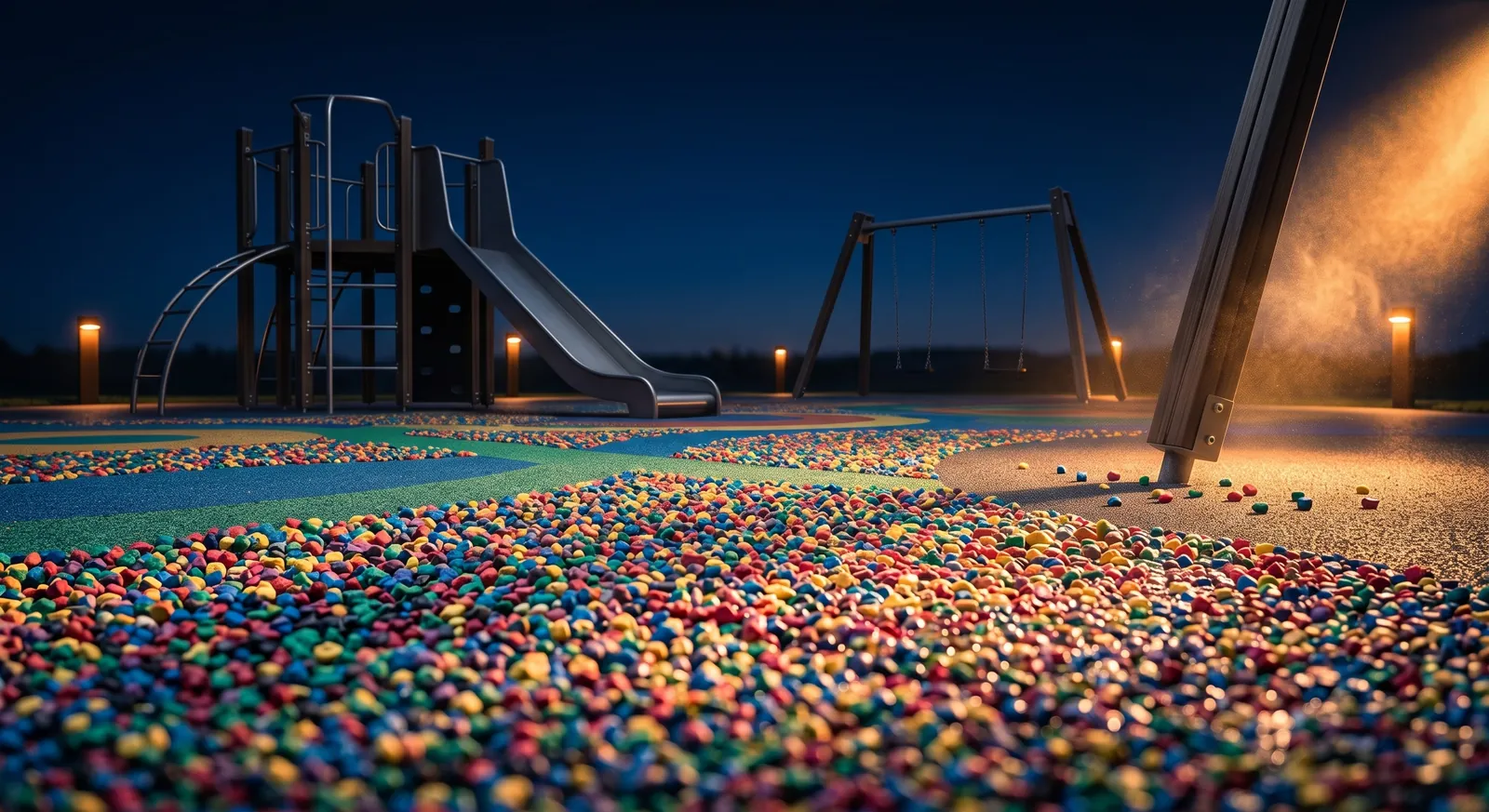 Aire de jeux avec sol amortissant coloré en PCE Calzado