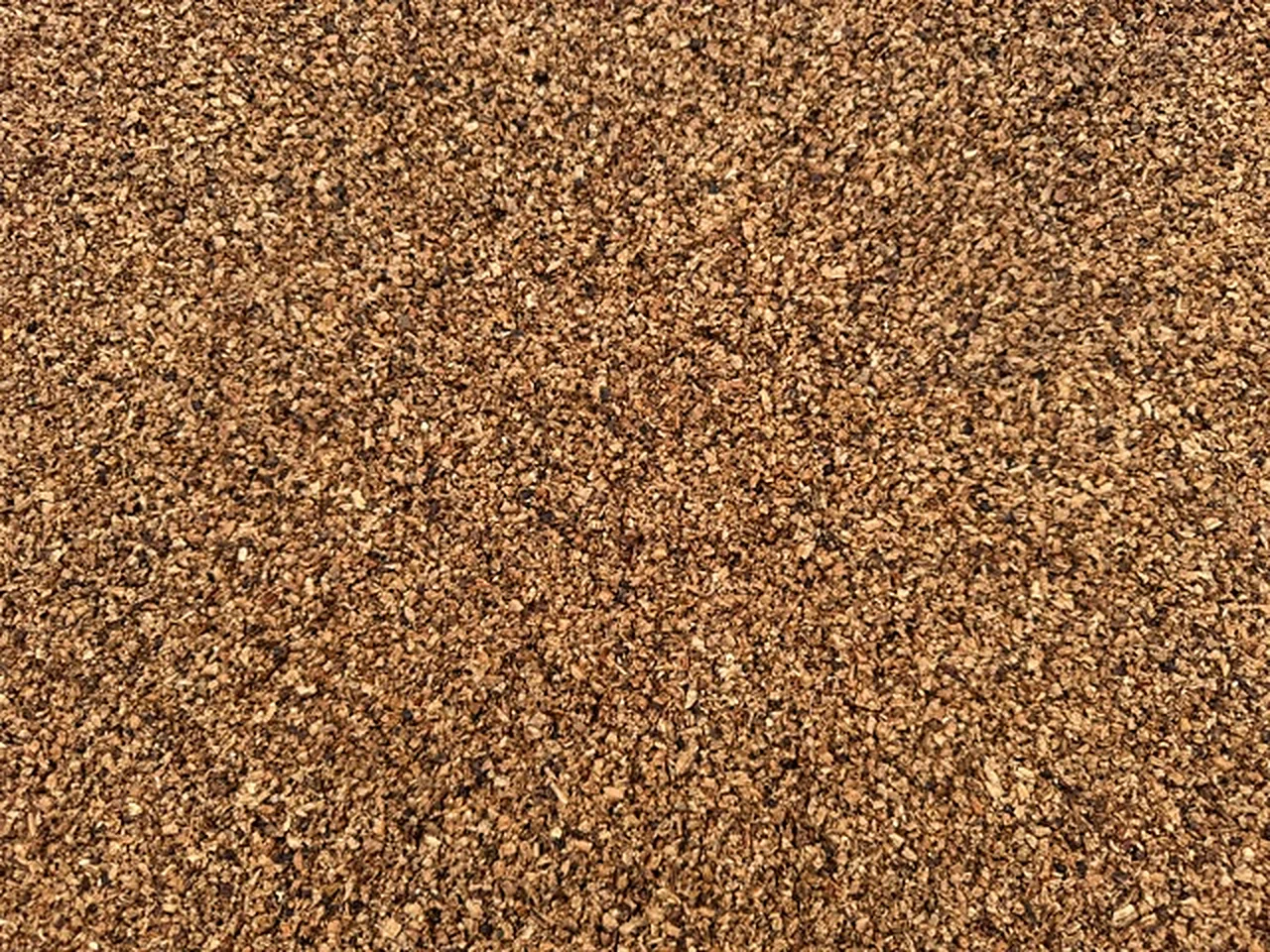 Surface en granulat de liège naturel fin 1/3 mm, vue de dessus