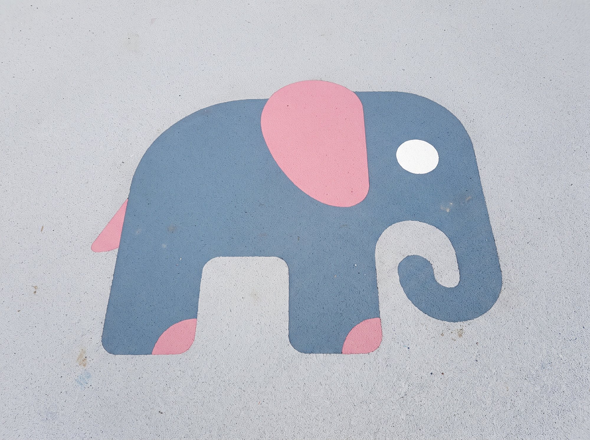Figurine 2D EPDM éléphant au sol pour aire de jeux
