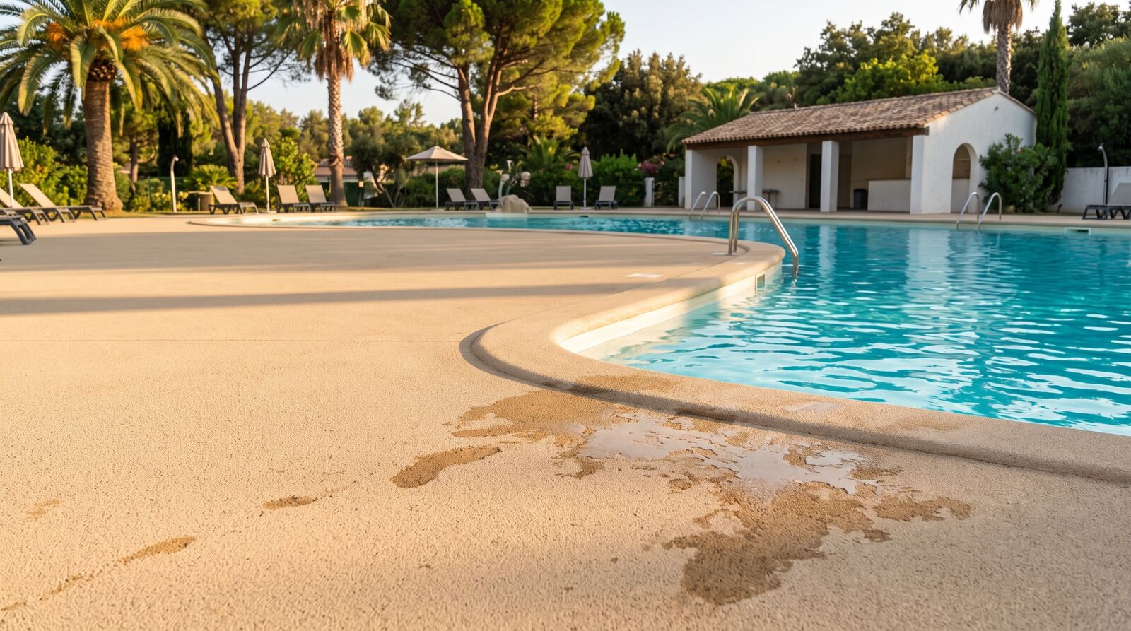 Plage de piscine de camping en revêtement continu texturé antidérapant couleur sable