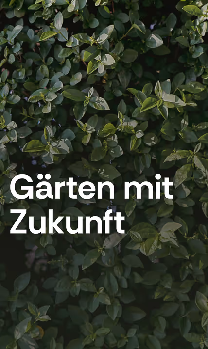 green leaf with text gärten mit zukunft
