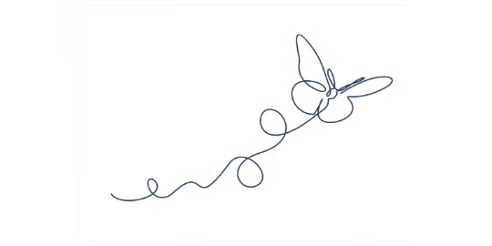Line drawing of a butterfly in flight - healing and transformation therapy West Islip NY