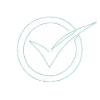 Light blue checkmark inside a circle with an abstract overlapping scribble design.