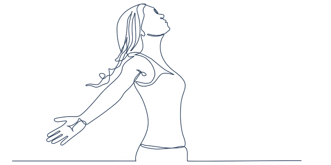 Line drawing of woman with arms open wide - freedom and healing through therapy West Islip NY