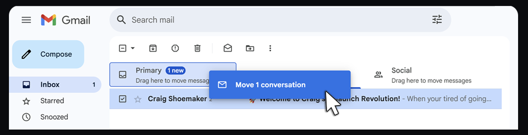 Drag emails into your inbox.