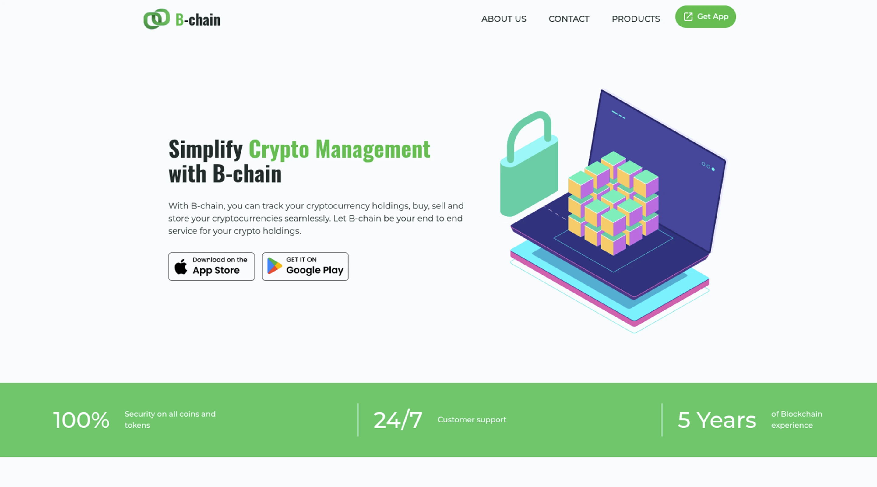 Image thumbnail of B-chain, landing page for a blockchain platform