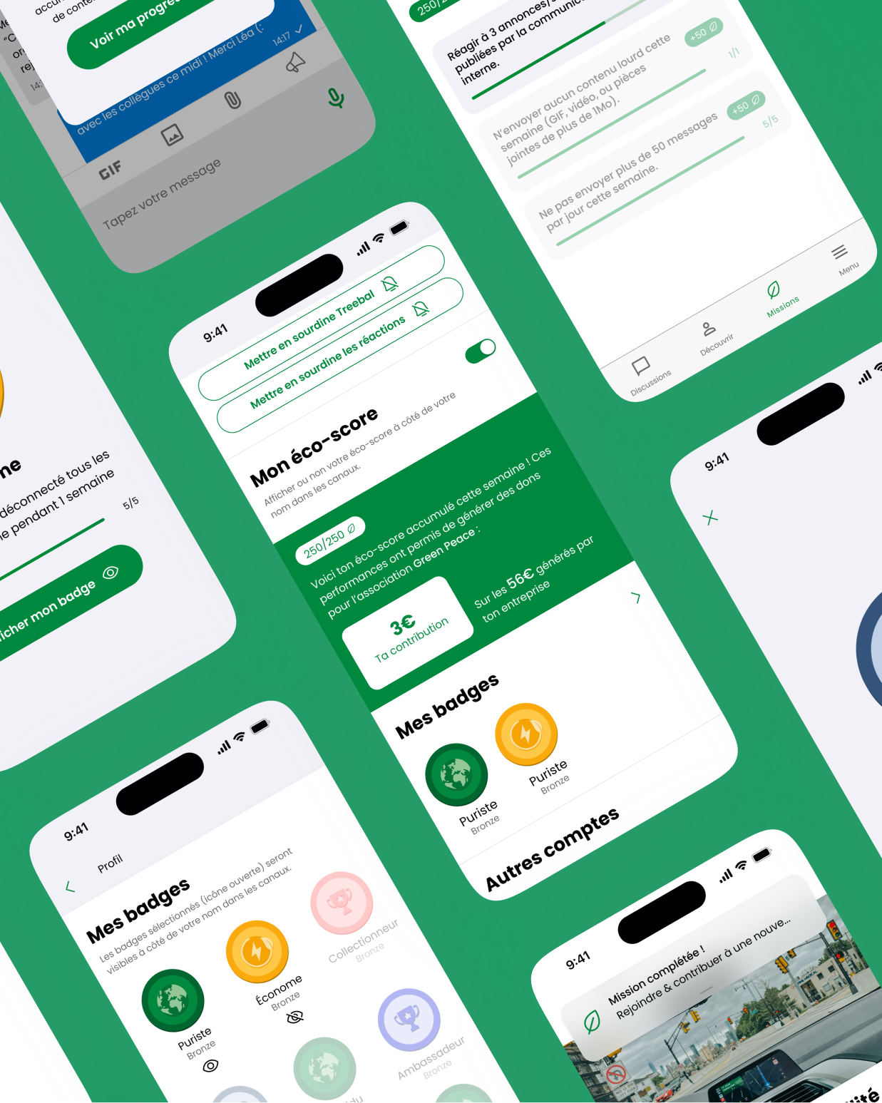 Treebal application screen mockups
