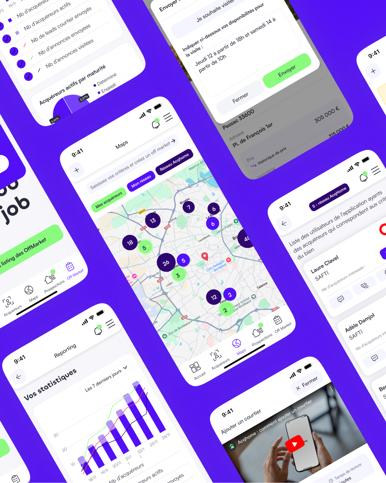 Acqhome application screen mockups