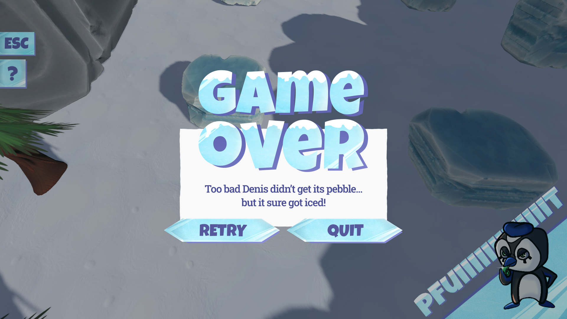 Game over screen