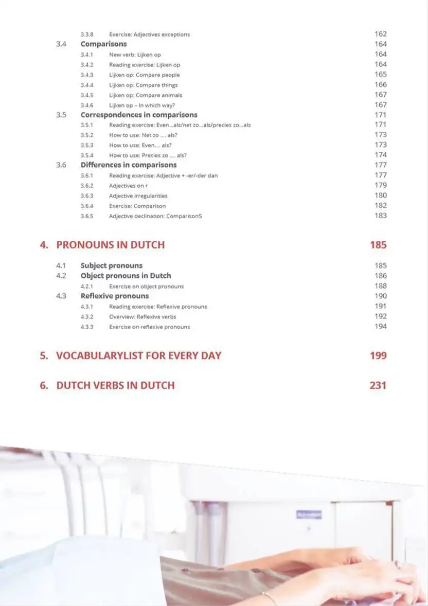 Voorbeeldpagina uit het 'Subclauses' taalboek: overzicht van de structuur van complexe zinnen in het Nederlands voor medische professionals