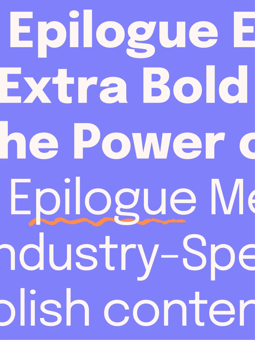 Close-up of the Epilogue typeface in ExtraBold and Medium weights, used in Langbay branding