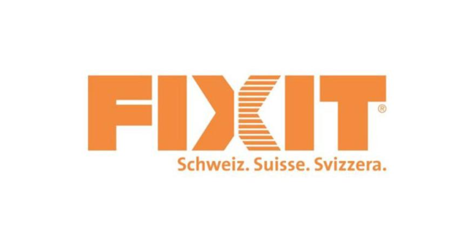 Fixit-Logo in Orange mit den Worten Schweiz, Suisse, Svizzera darunter.
