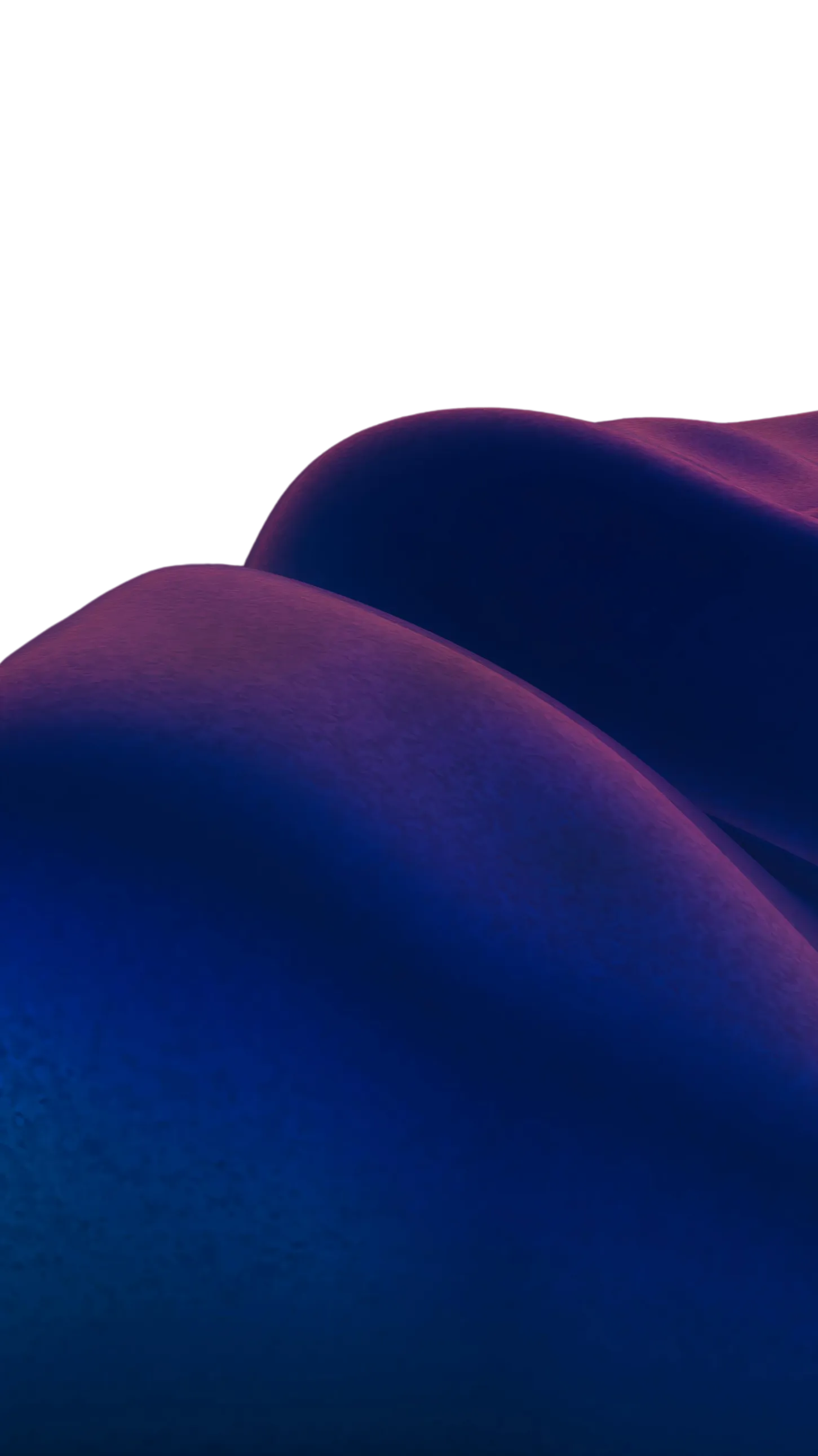 Abstract smooth wave-like forms in blue and purple gradients against a black background.