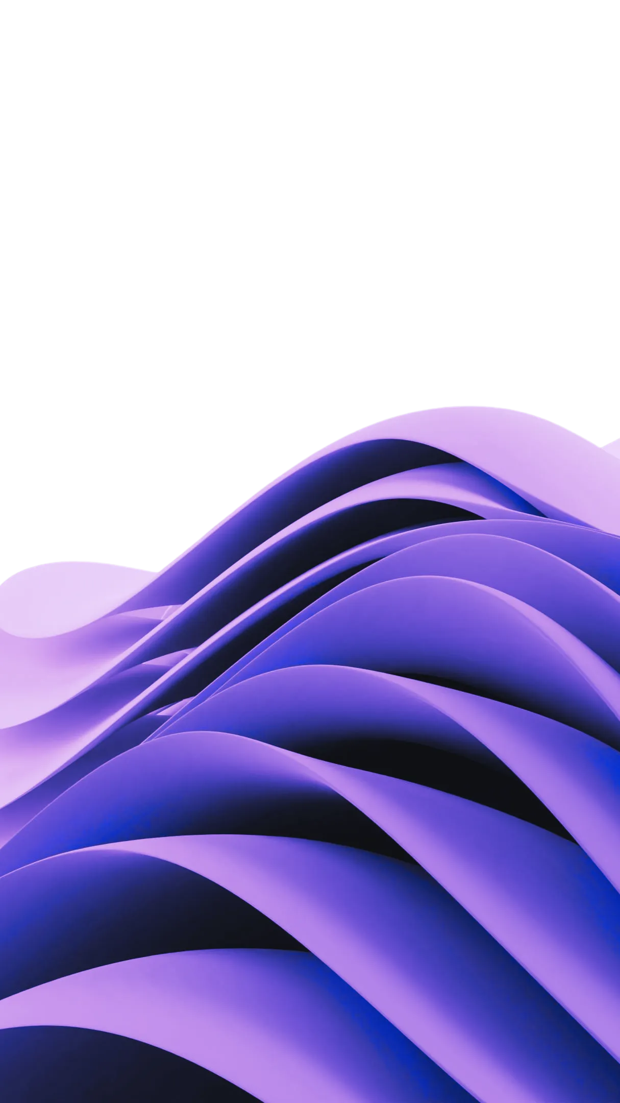 Abstract purple and blue curved layered waves on a black background.
