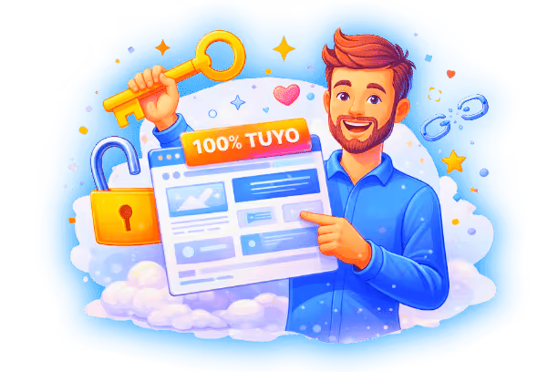 Ilustración que representa propiedad total y control absoluto de una página web.