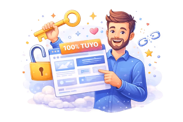 Ilustración que representa propiedad total y control absoluto de una página web.