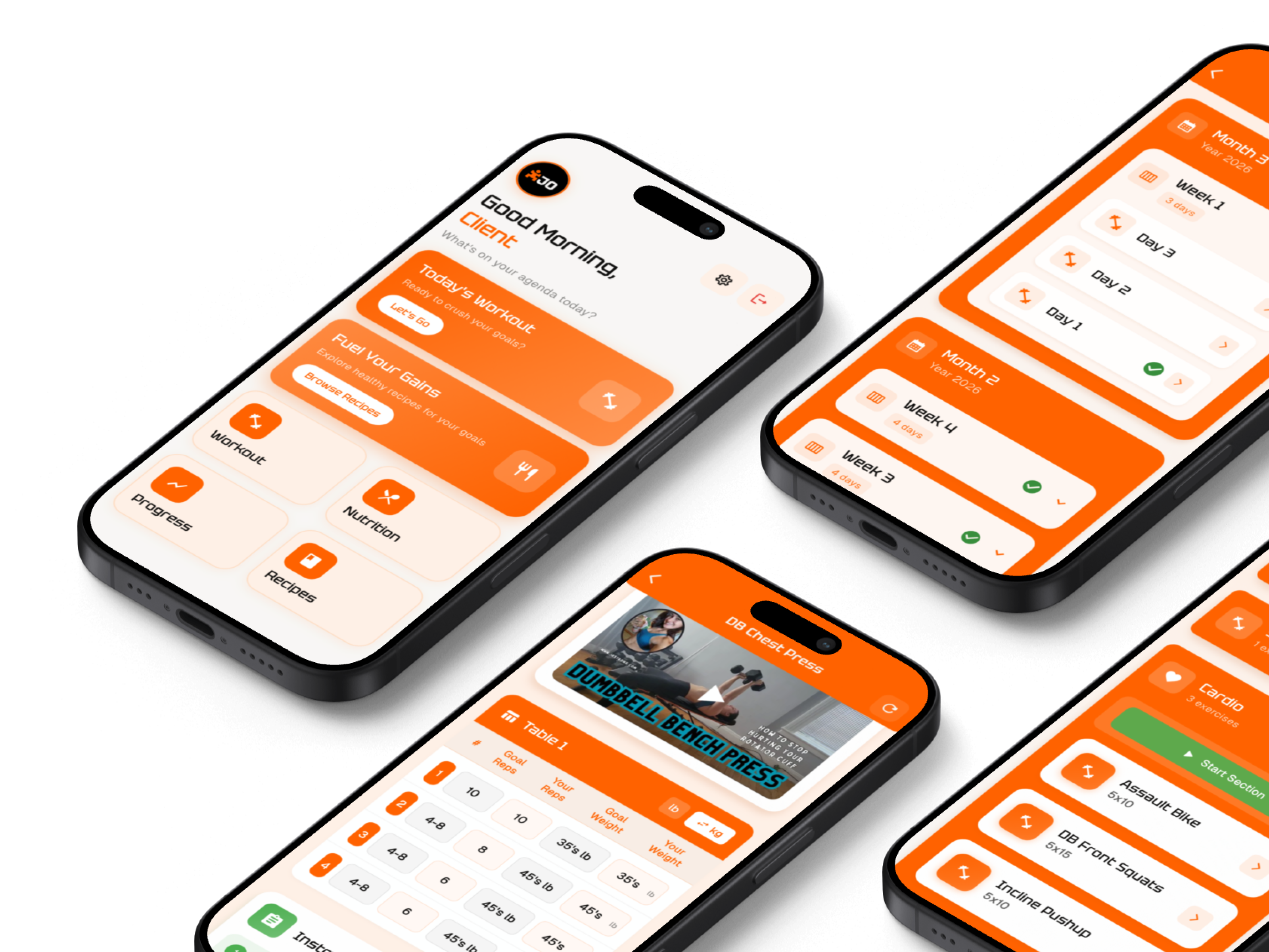 Mockups of the Jo Strong fitness mobile application