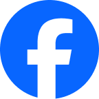 Facebook social media platform icon in white on a blue circle background.