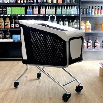 Smart shopping cart in the supermarket