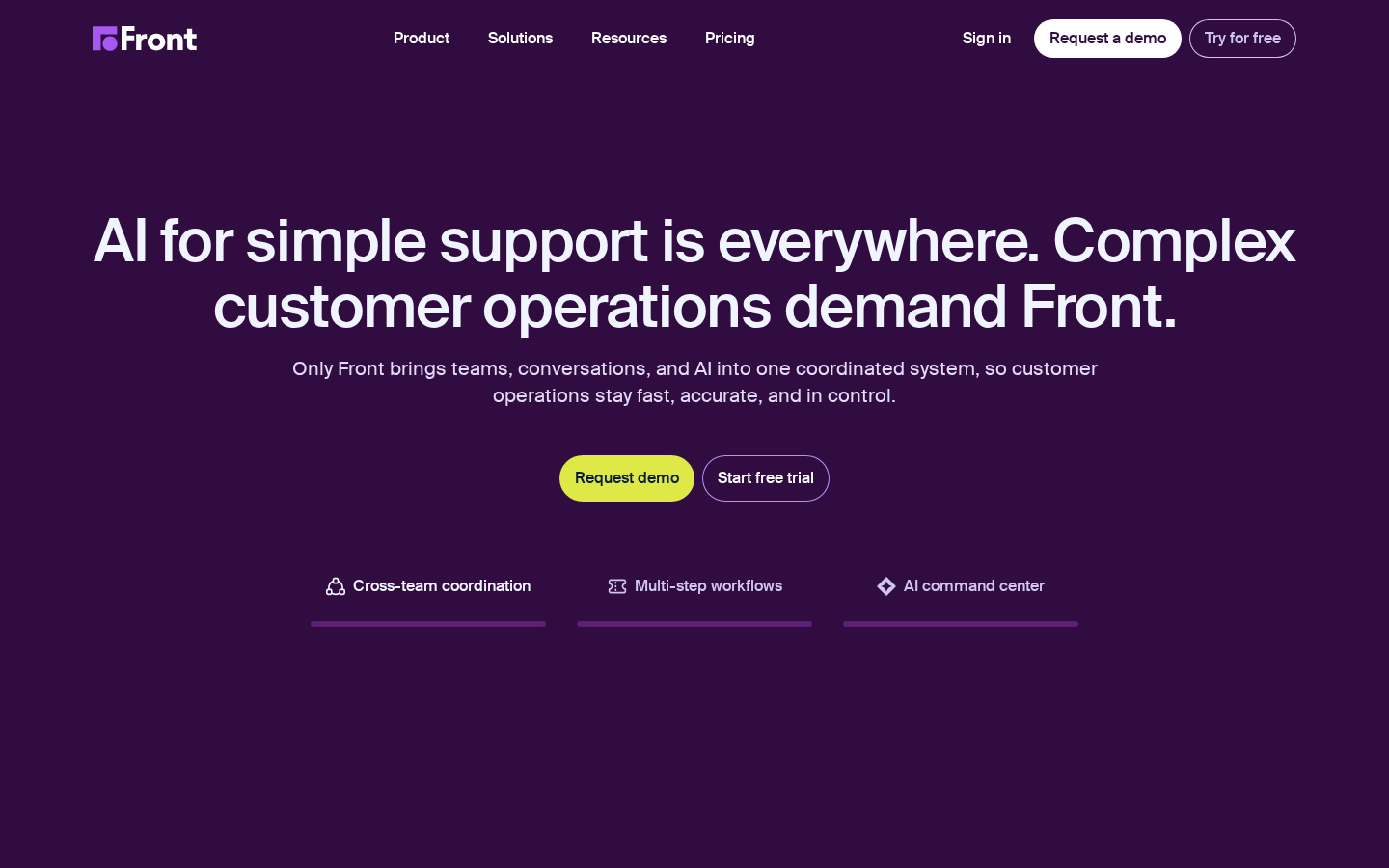 Front homepage screenshot