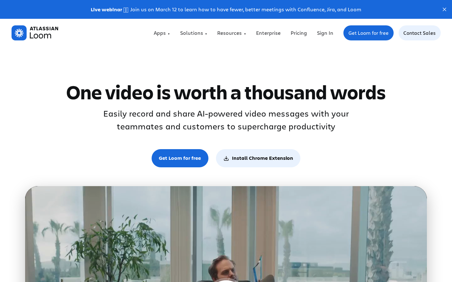 Loom homepage screenshot