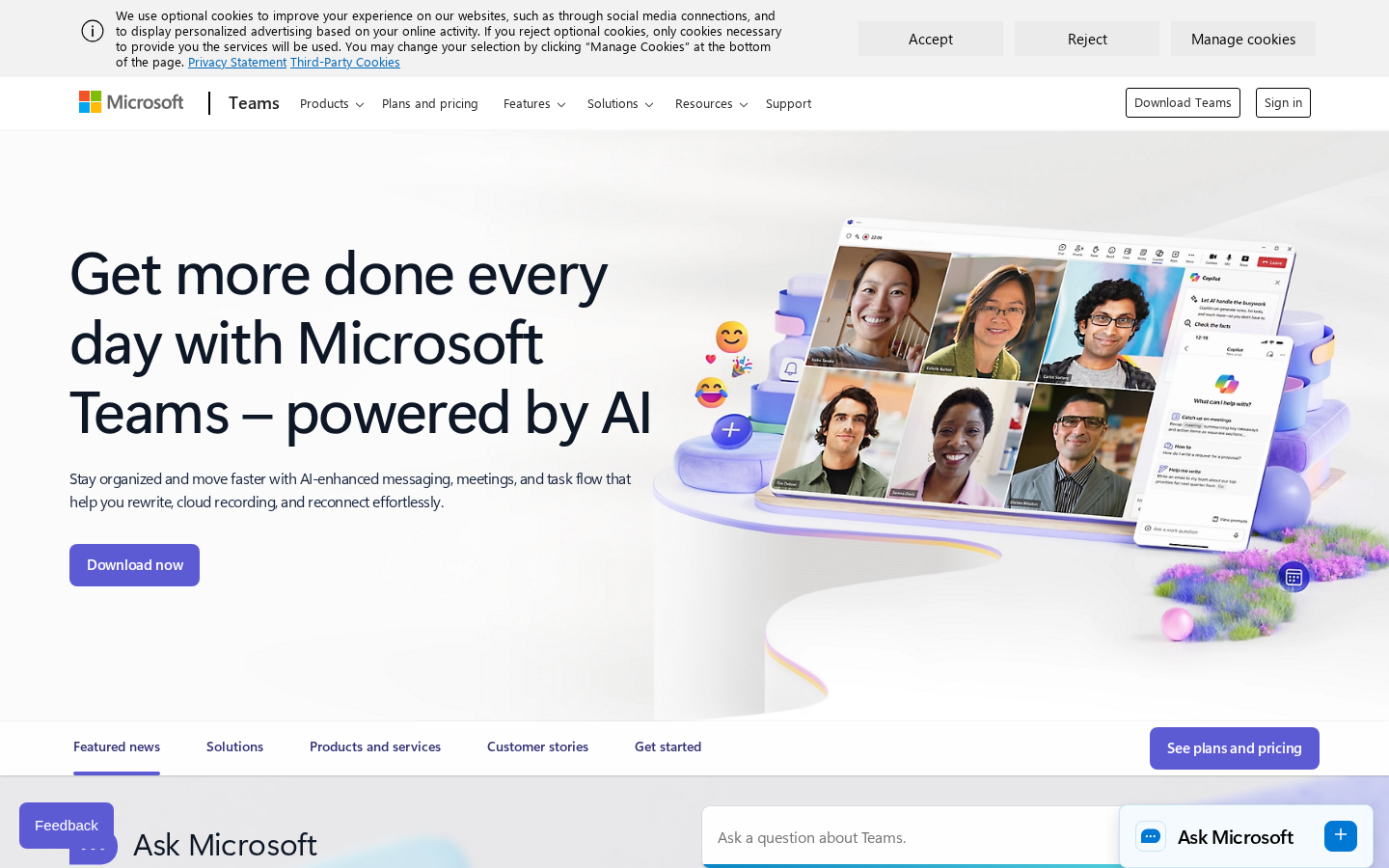 Microsoft Teams homepage screenshot