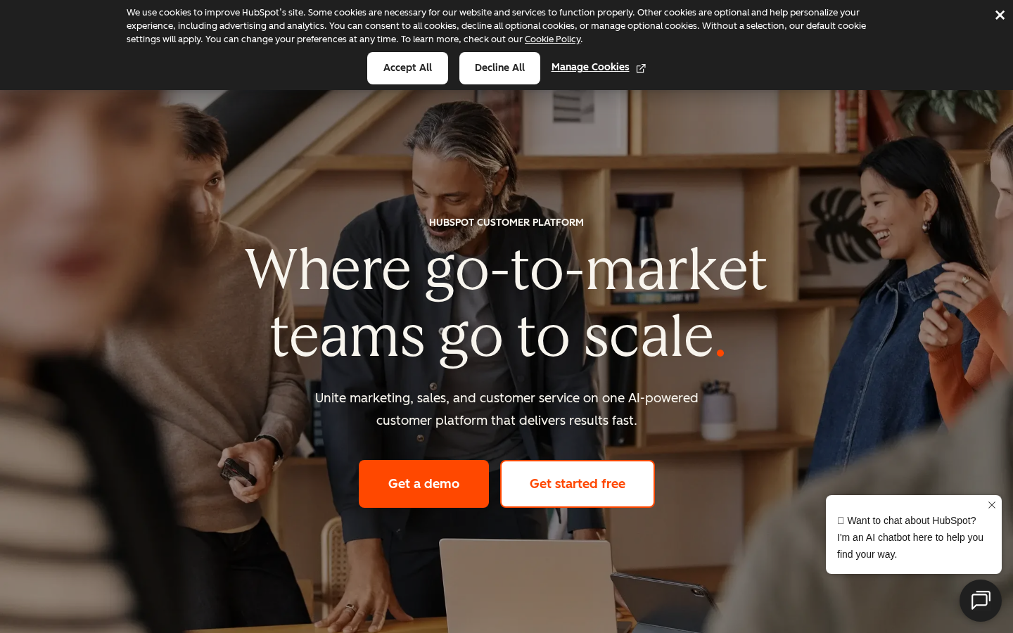 HubSpot homepage screenshot