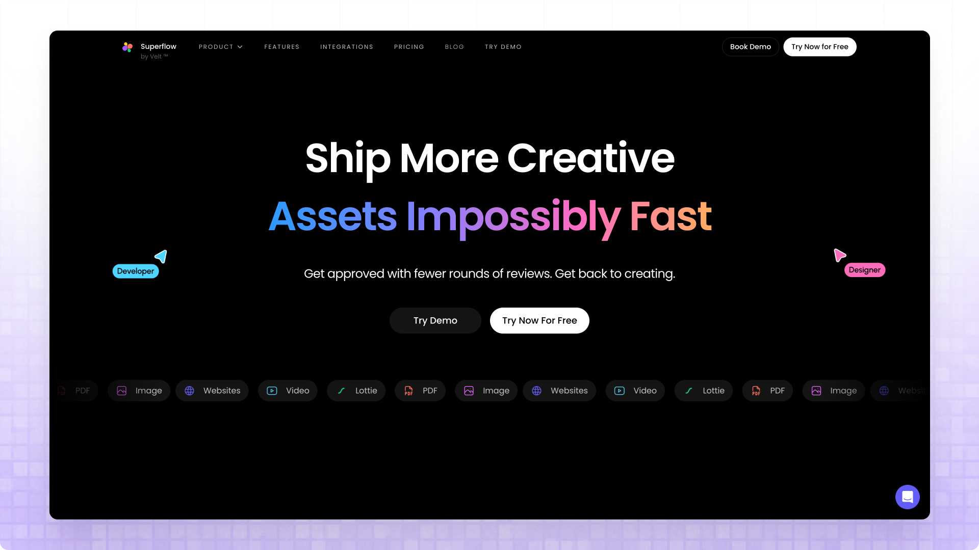 Superflow homepage - real-time website collaboration platform